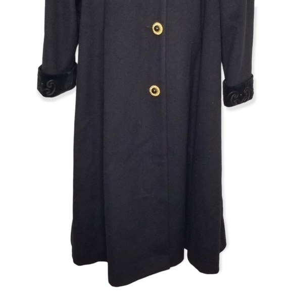 Vintage Lorovi Wool Blend Full Length Black Coat Size 12 - Picture 4 of 11